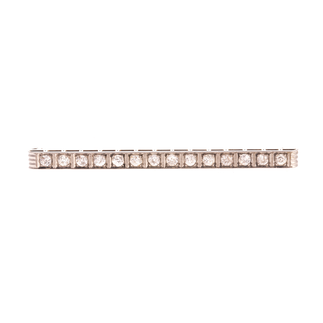 Appraisal: An Art Deco Platinum Diamond Bar Pin Platinum milgrain detailing