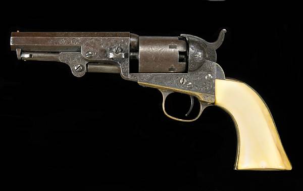 Appraisal: A factory engraved Colt Model Pocket percussion revolver Serial no