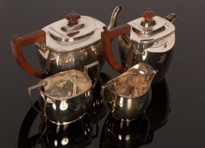 Appraisal: A four-piece silver tea set SB S Ltd Birmingham comprising