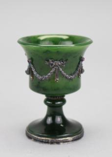 Appraisal: Signed Faberge Spinach Green Cup Signed Faberge Spinach Green Cup