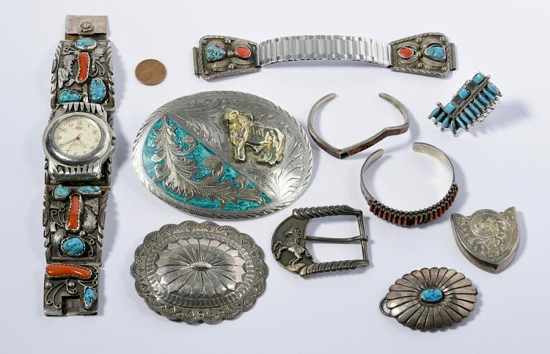 Appraisal: pcs Old Pawn Zuni etc st item Old Pawn silver