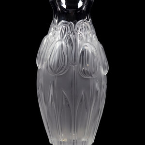 Appraisal: A Lalique Tulipes Vase Second Half th Century Height inches