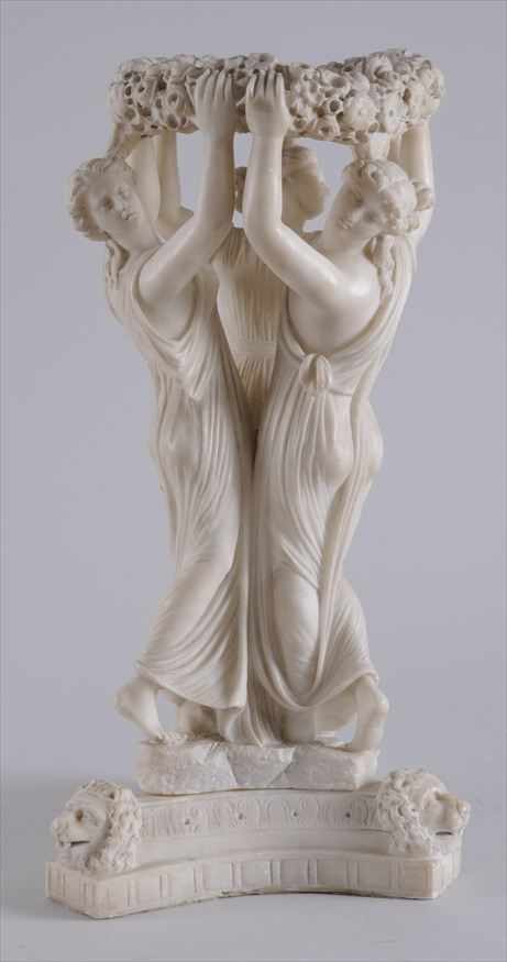 Appraisal: ITALIAN NEOCLASSICAL STYLE CARVED ALABASTER FIGURAL CENTERPIECE Carved as The