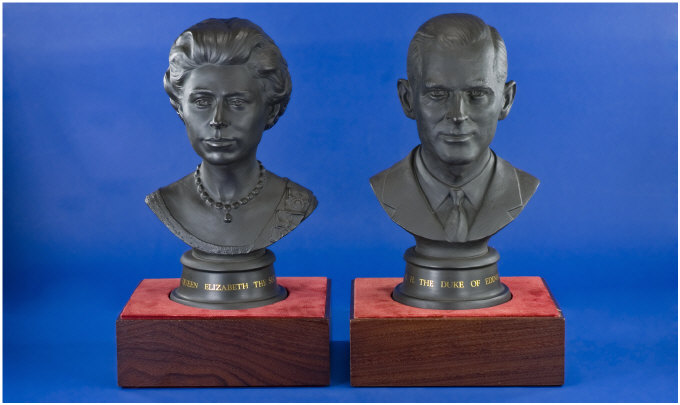 Appraisal: Royal Doulton A Pair Of Black Basalt Busts Of Queen