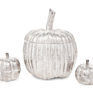 Appraisal: An Italian Silver Pumpkin-Form Box Retailed by Tiffany Co Fratelli