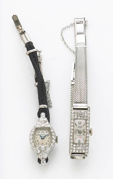 Appraisal: A Croton Swiss lady's diamond and platinum watch on a