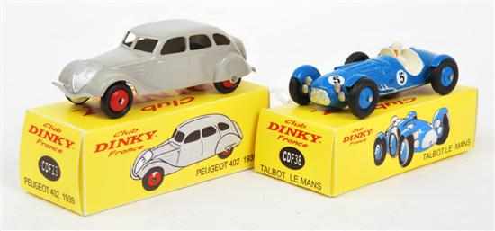 Appraisal: TWO CLUB DINKY FRANCE MODELS CDF Peugeot grey body silver