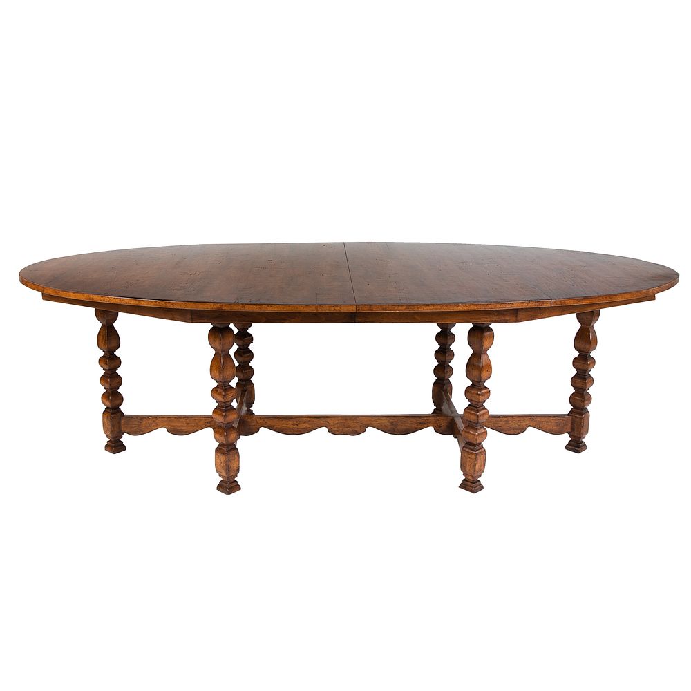 Appraisal: Spanish Style Walnut Dining Table With oval top on carved