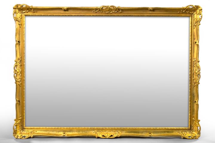 Appraisal: Large French Carved Giltwood and Plaster Overmantel Mirror in the