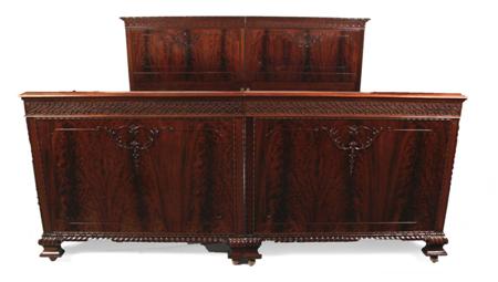 Appraisal: An early th century mahogany emperor bed the head board