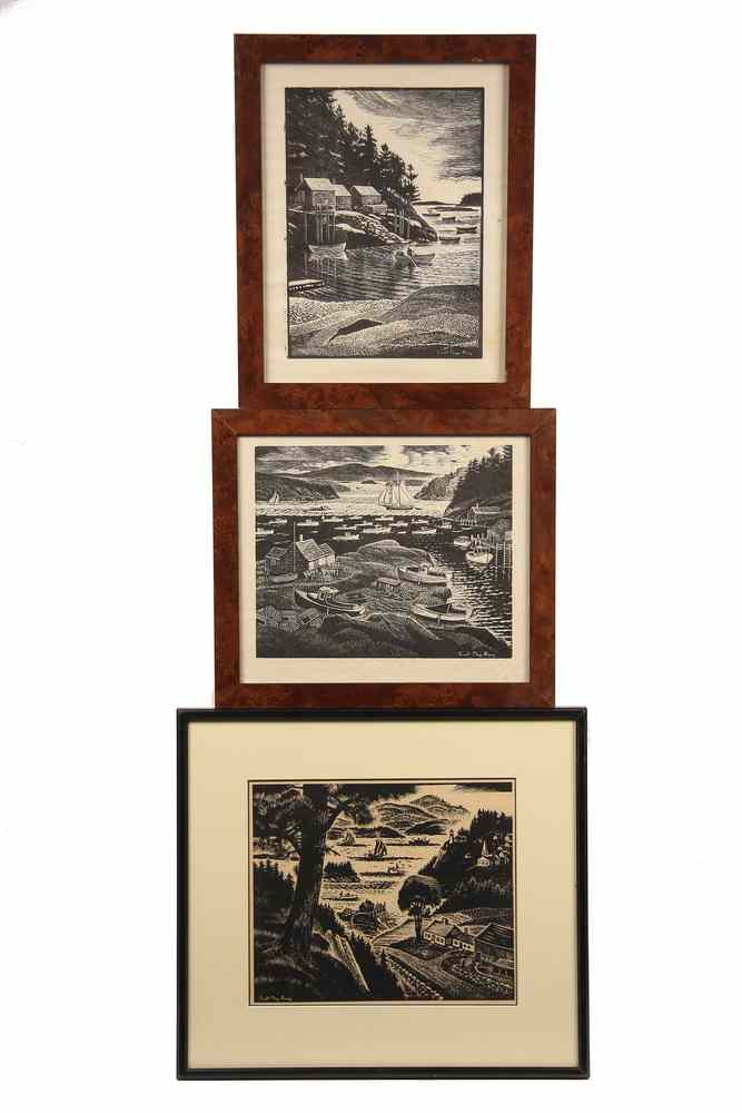 Appraisal: MAINE WOODBLOCKS - Camden and Rockport Maine Coastal Scenes by