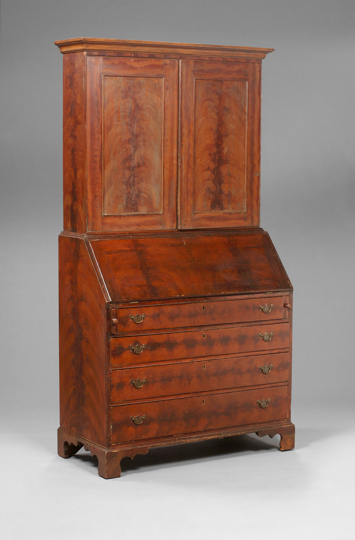 Appraisal: NEW YORK CHIPPENDALE GUMWOOD SECRETARY WITH ORIGINAL MAHOGANY GRAINING In