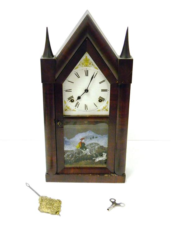 Appraisal: Neo-Gothic style William L Gilbert Winsted Connecticut mahogany mantle clock