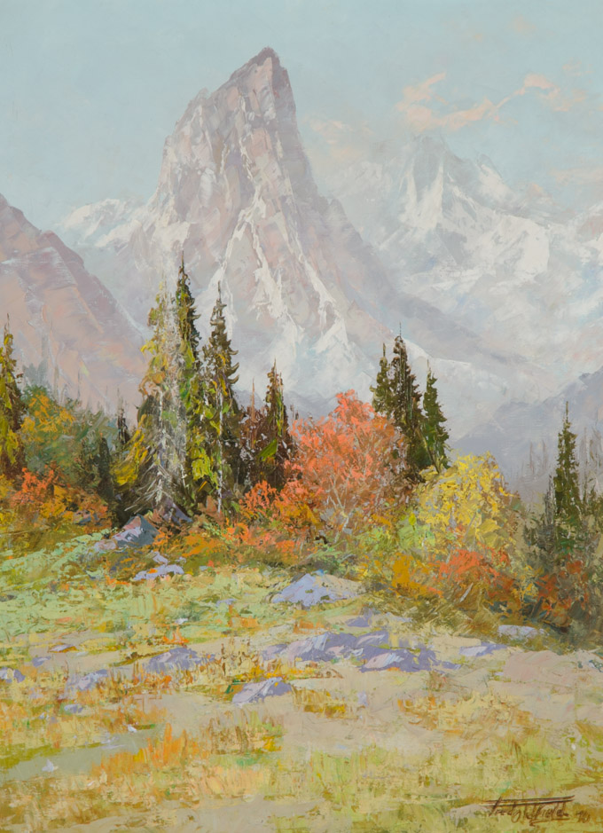 Appraisal: FRED OLDFIELD OIL ON CANVAS Washington born Mountain landscape in