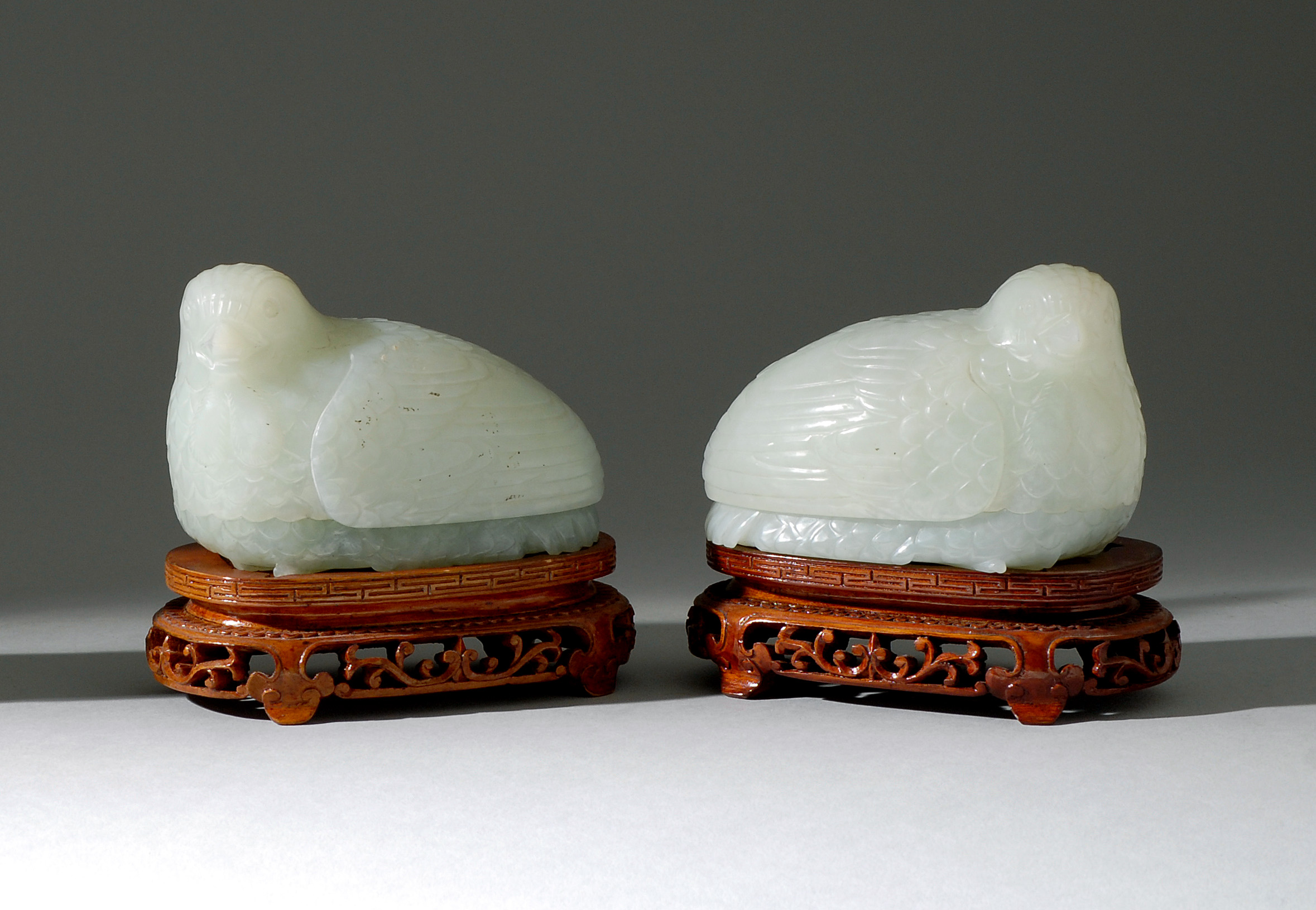 Appraisal: PAIR OF WHITE JADE BOXES Early th CenturyIn the form