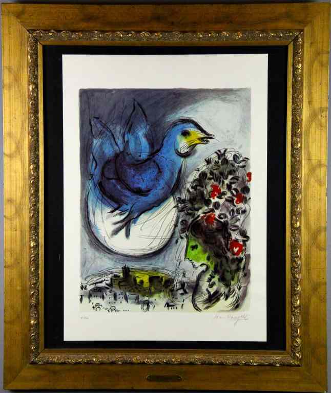 Appraisal: Marc Chagall - Russian''The Blue Bird'' lithograph in colors Edition