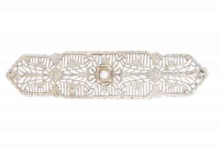 Appraisal: Art Deco Filigree Diamond Bar Pin k Art Deco era