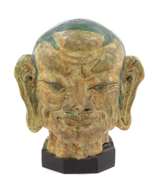 Appraisal: Sale Lot A Rare Large Chinese Sancai Glazed Pottery Head