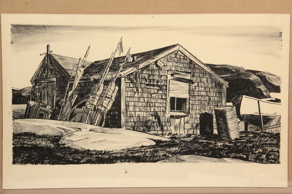 Appraisal: STOW WENGENROTH NY MA - Lobster Shanty ink drawing on