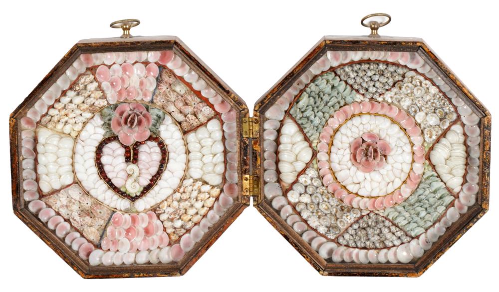 Appraisal: TWO SEASHELL COMPOSITIONSeach framed under glass Provenance The Estate of