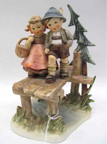 Appraisal: GERMAN HUMMEL PORCELAIN FIGURAL GROUP ''On Our Way'' HUM TM-