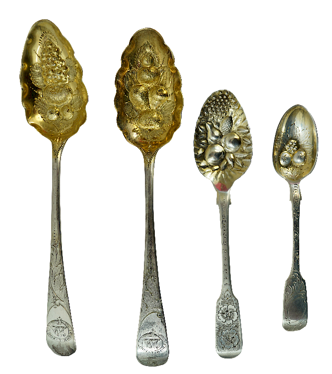 Appraisal: British Sterling Silver Fruit Spoons Four British Sterling Silver Fruit