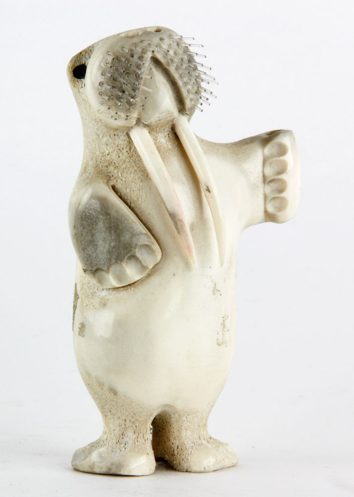 Appraisal: - Inuit Walrus Bone Carving Inuit walrus bone carving of