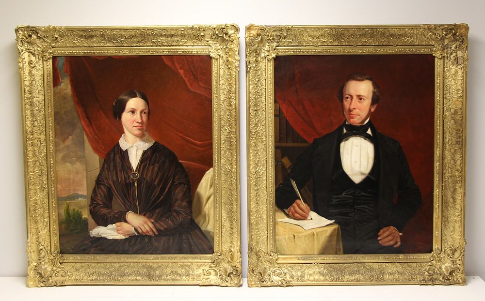 Appraisal: John Thomas Peele USA UK - Pair Of Portraits Signed