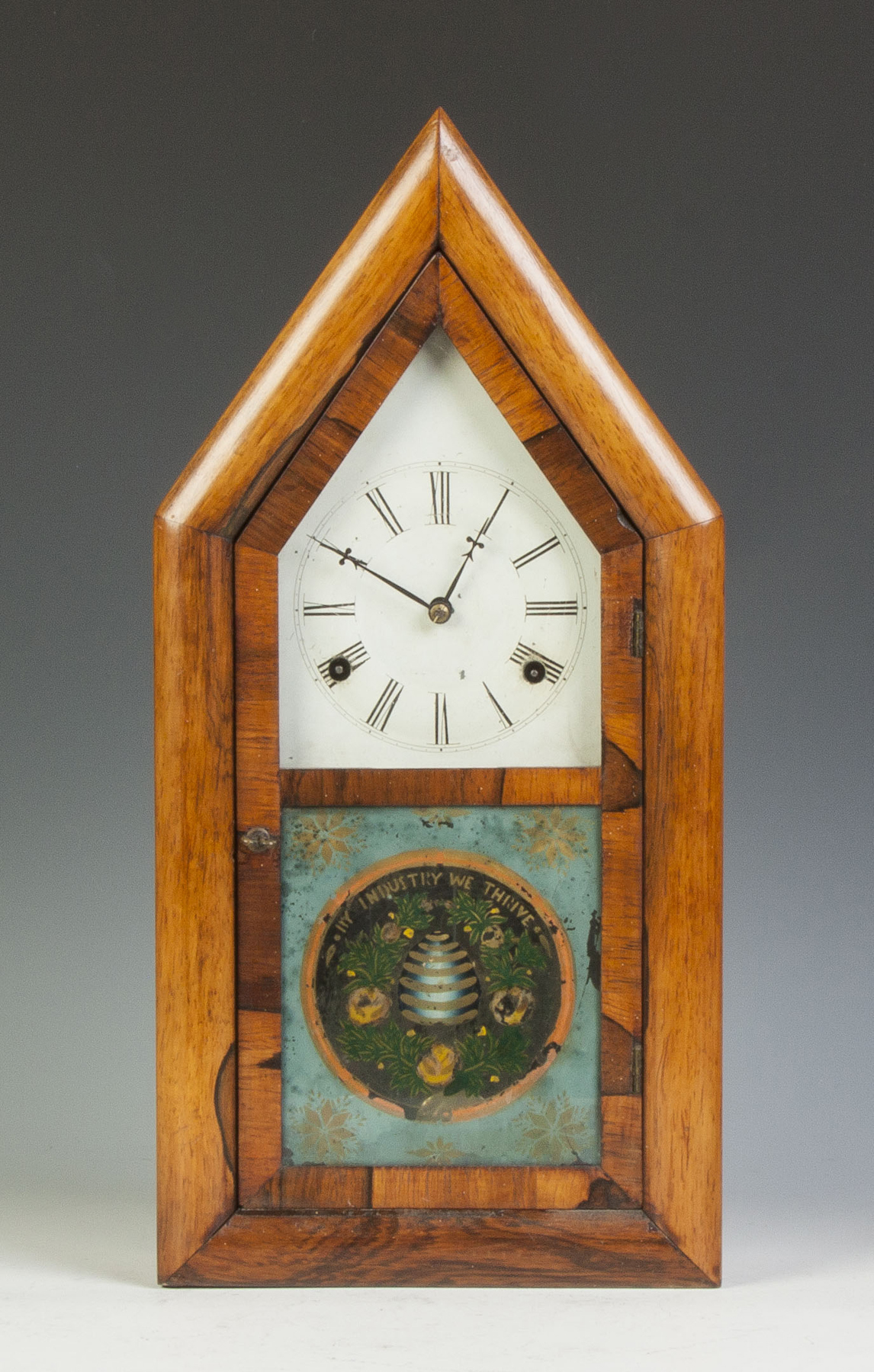 Appraisal: Rare Smith Goodrich Shelf Clock Rosewood case Original painted metal