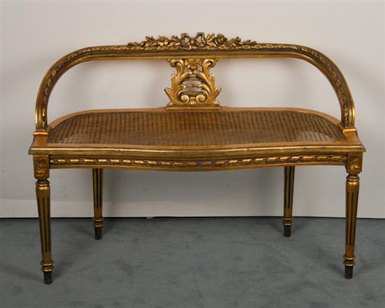 Appraisal: A Gilt Wood Caned Seat Bench in the French taste