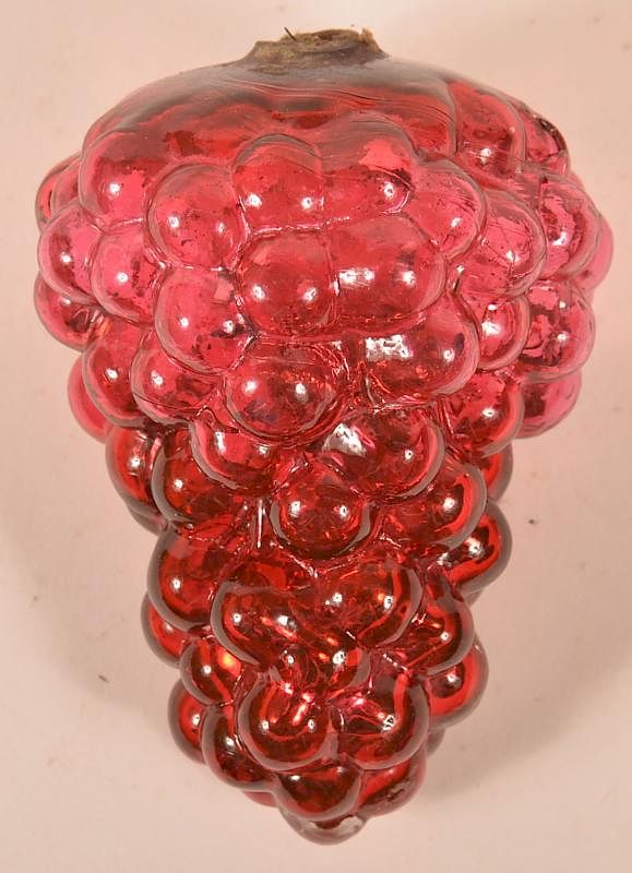 Appraisal: German Red Glass Cluster of Grapes Kugel Antique German Red