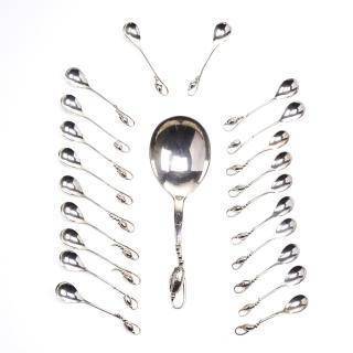 Appraisal: Group of Georg Jensen Blossom sterling spoons Group of Georg