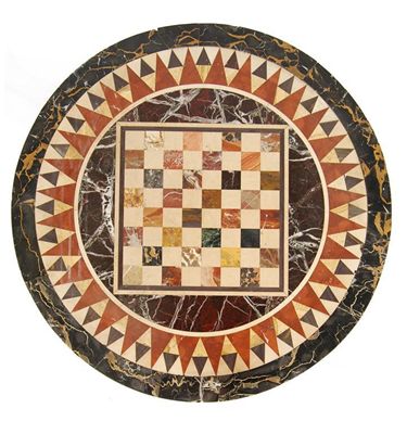 Appraisal: A specimen marble games table top in cm dia Previously