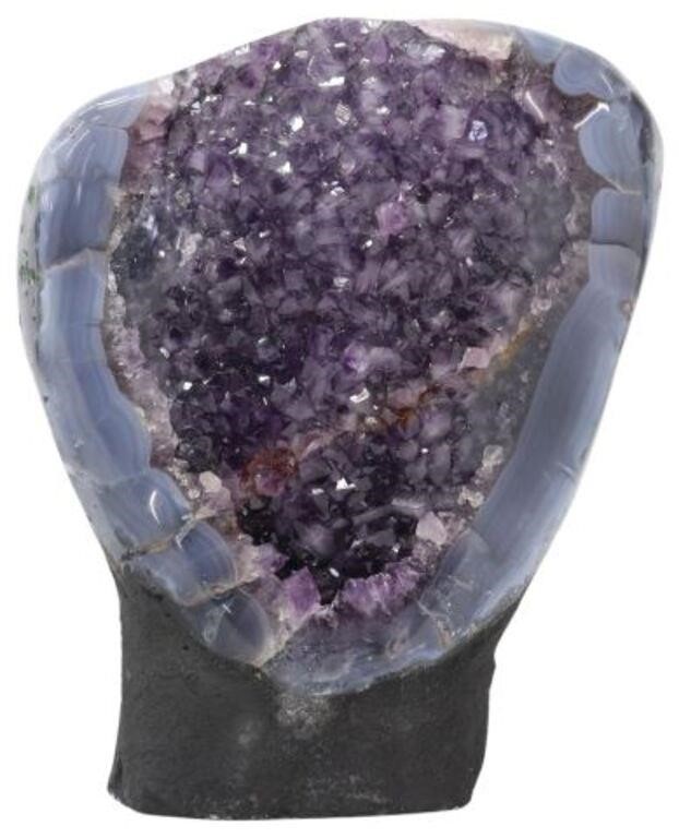 Appraisal: Large amethyst geode specimen having polished rounded edges approx h