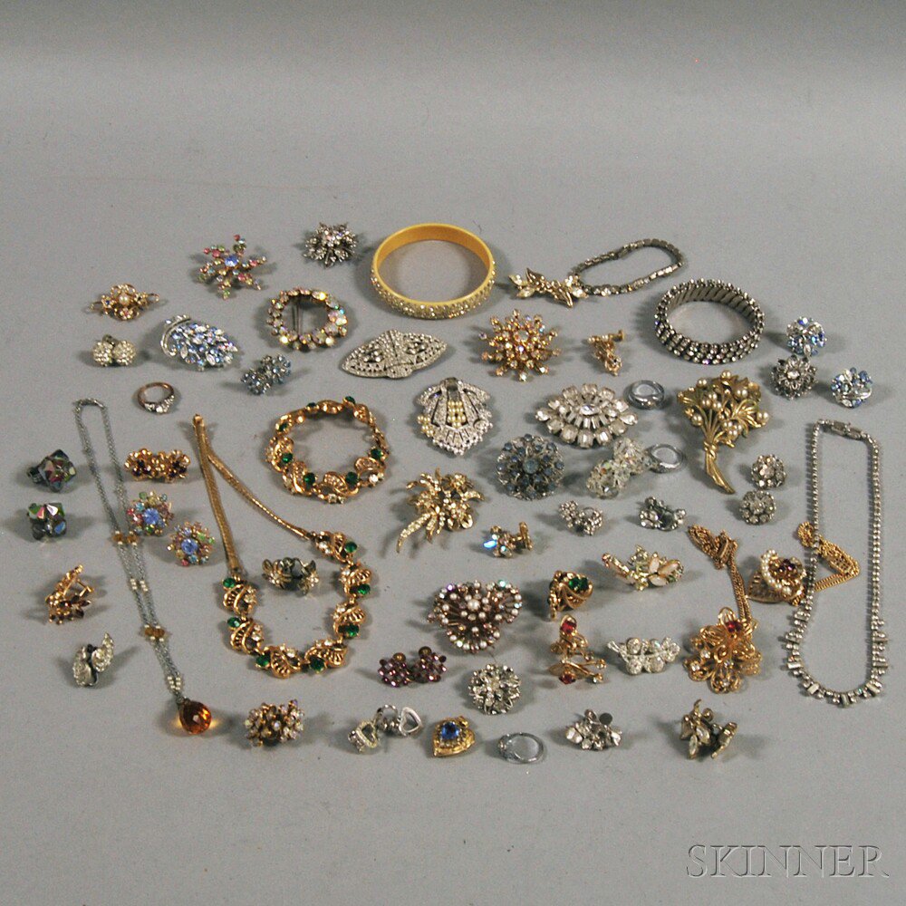 Appraisal: Small Group of Paste and Rhinestone Costume Jewelry including bracelets