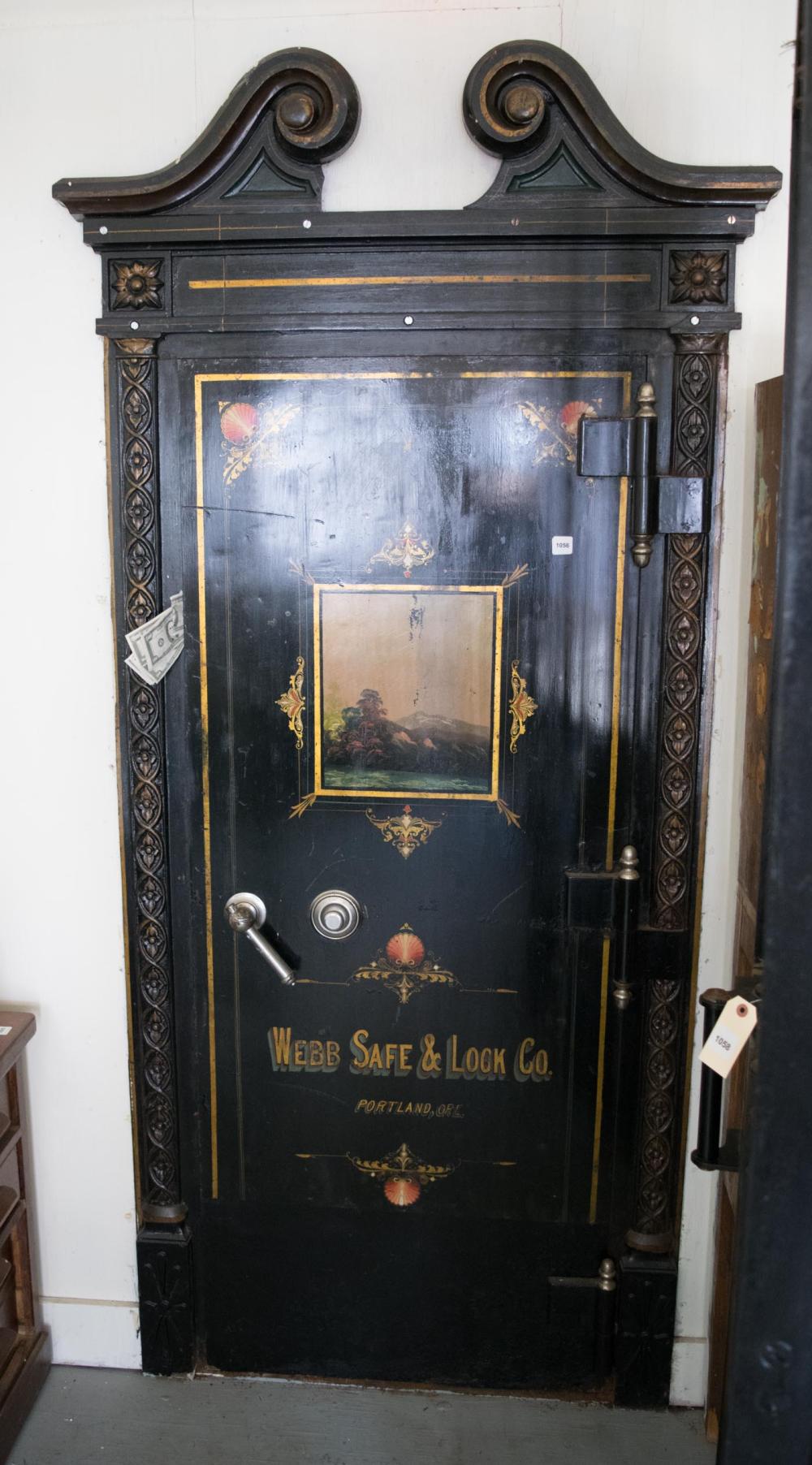 Appraisal: ANTIQUE IRON BANK VAULT DOOR AND FRAME Webb Safe Lock