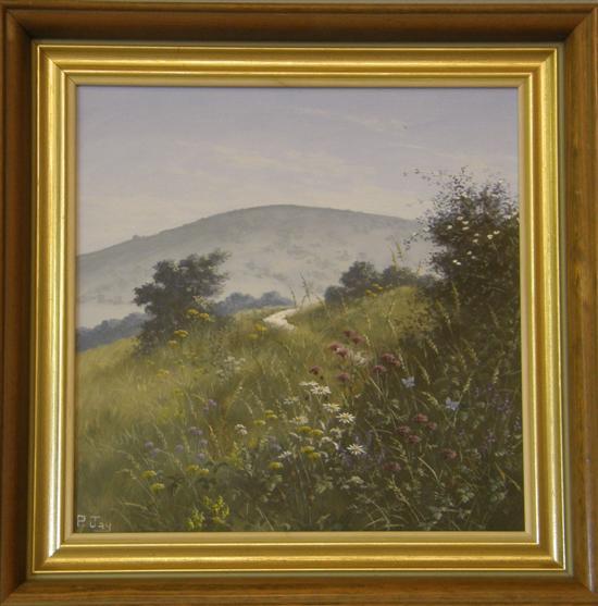 Appraisal: P Jay 'Roses on The Downs oil on board signed