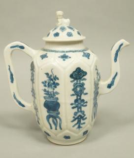 Appraisal: Chinese Porcelain Blue White Teapot Circa Kangxi Period Octagonal faceted