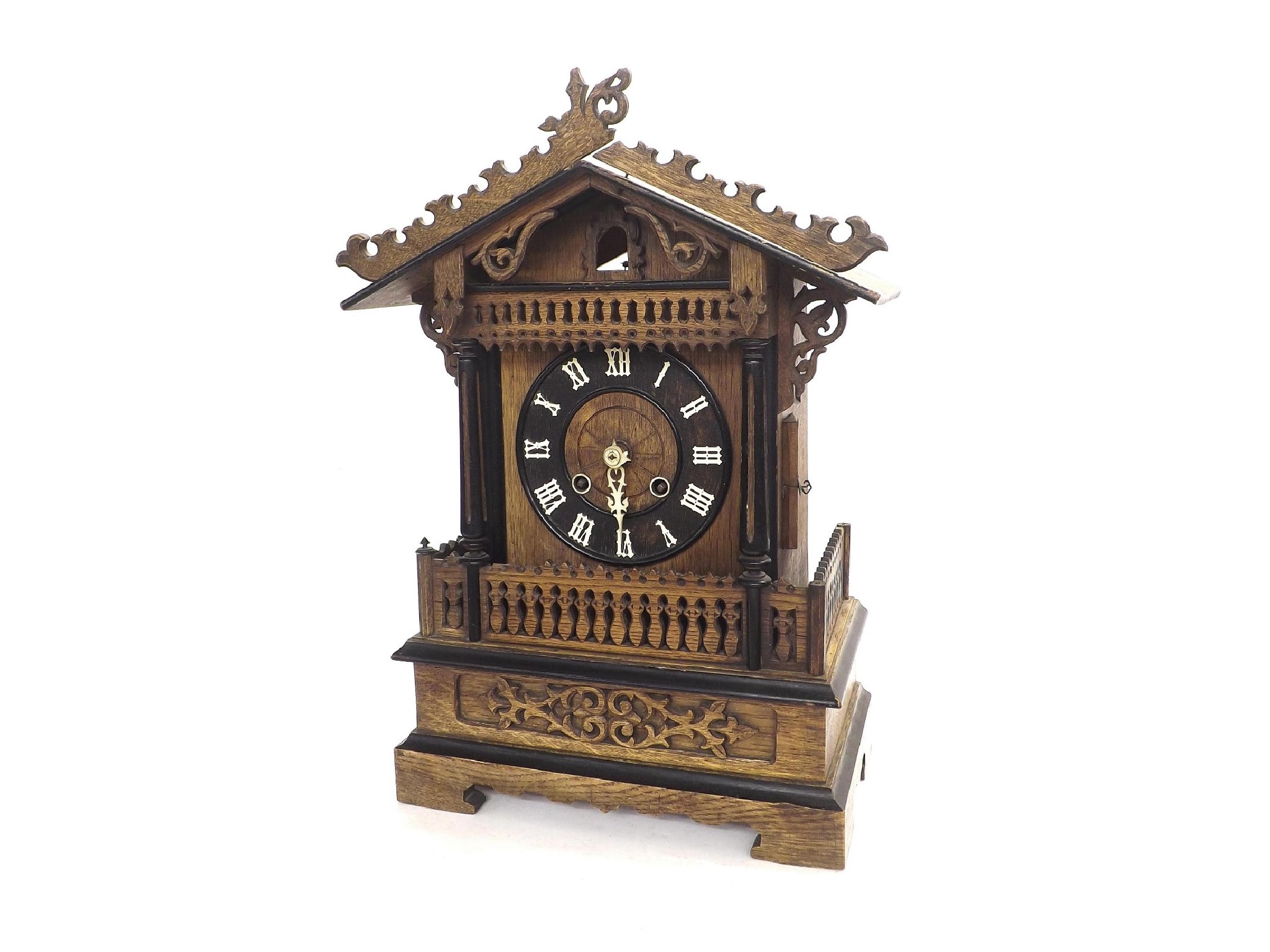 Appraisal: Black Forest two train mantel cuckoo clock one train fusee