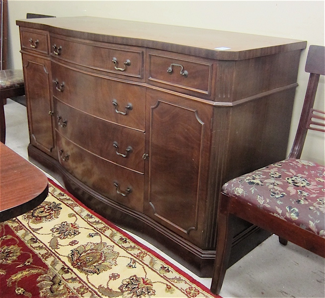 Appraisal: FEDERAL STYLE MAHOGANY BOW-FRONT BUFFET American mid- th century Dimensions