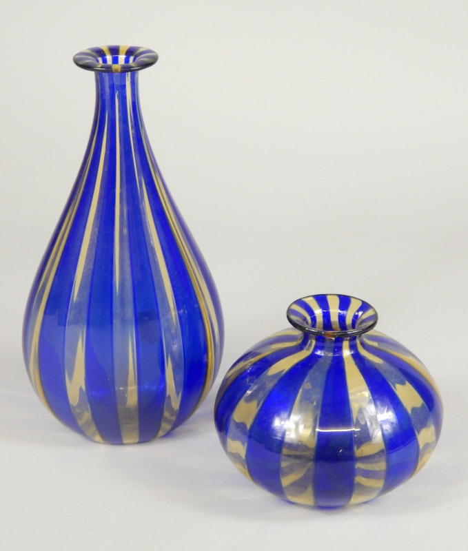 Appraisal: An early thC glass vase in blue and clear glass