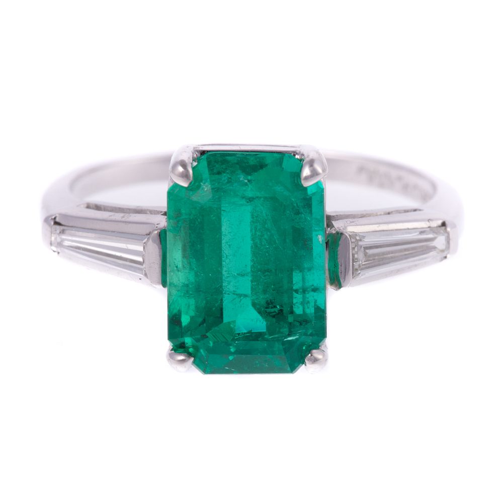 Appraisal: A ct Natural Emerald Diamond Platinum Ring iridium platinum ring