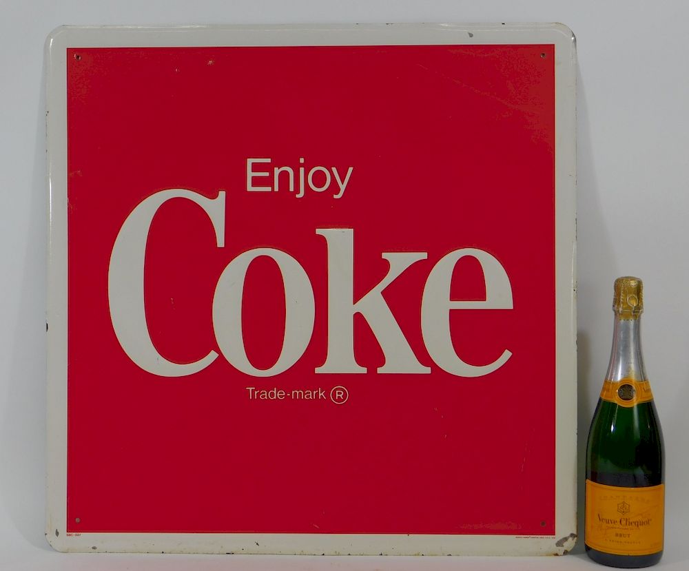 Appraisal: Tin Enjoy Coca-Cola Advertising Sign United States th Century Square