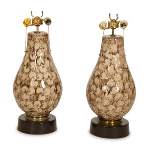 Appraisal: A Pair of Glazed Ceramic Table Lamps th st Century