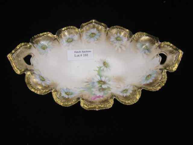 Appraisal: R S Prussia Porcelain Relish Dish satin floral with fancy