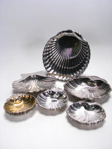 Appraisal: Group of shell motif sterling silver including set of six