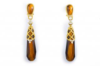 Appraisal: Judith Ripka Tiger's Eye Earrings Judith Ripka tiger's eye earrings