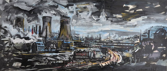 Appraisal: David Smith British - Rotherham the Industrial skyline signed and