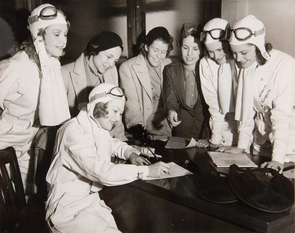 Appraisal: SILVER GELATIN PRINT OF TWA HOSTESSES S A vibrant s