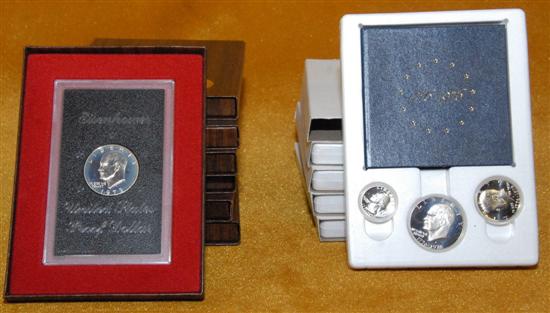 Appraisal: SILVER DOLLARS -S Proof Eisenhower Dollar Brown Box Silver each